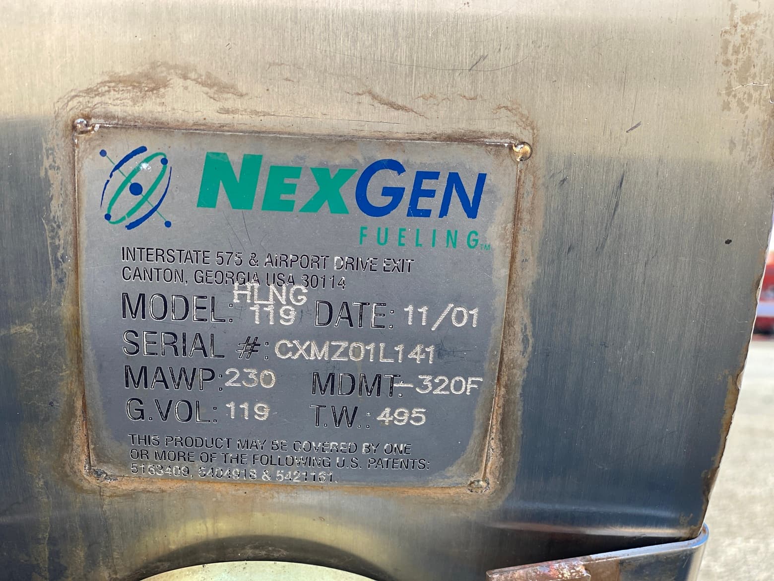 NexGen Fueling HLNG 119 LNG Fuel Tank