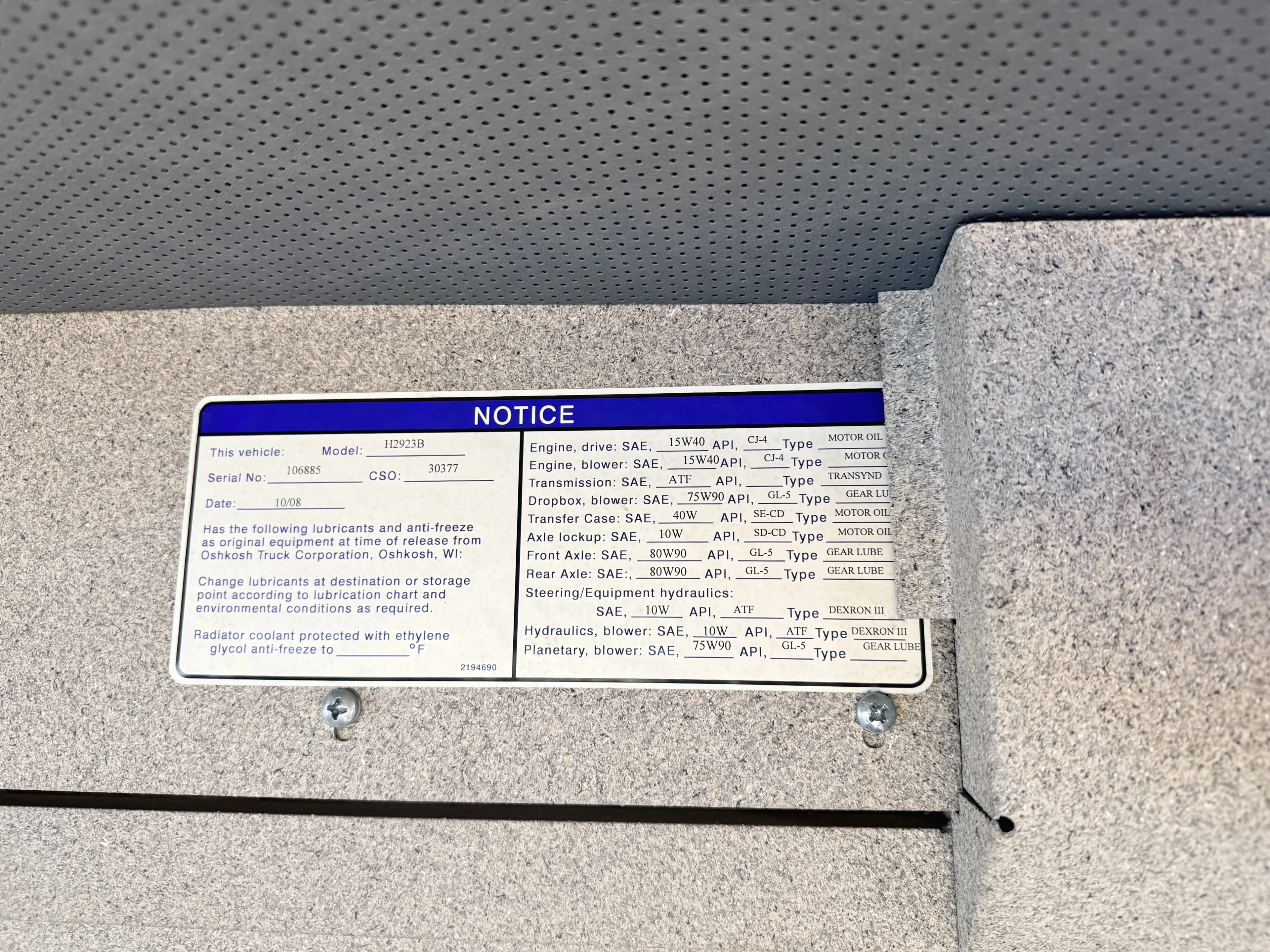 2009 Oshkosh H-Series Snow Removal Blower